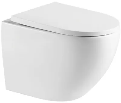 Produktbild von SAT Hänge Wand-WC Toilette Combi-Pack WC-Set Spülrandlos mit Tornado-Spülung und WC-Sitz mit SoftClose, glänzend weiß