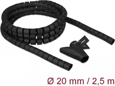 Image de Delock 18836 DELOCK Spiralschlauch m. Einziehwerkzeug 2,5m x 20mm schwarz