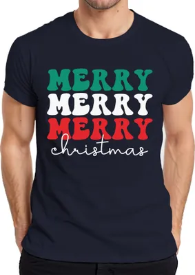 Produktbild von Merry Merry Merry Christmas - Weihnachten Weihnachtsgeschenk Christmas Herren T-Shirt, Navy, S