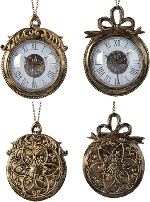 Produktbild von Christbaumschmuck Kunststoff Taschenuhr 13cm messing, 1 Stück sortiert