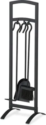 Produktbild von Schwarzes 4-teiliges Kaminset mit Schaufel und Besen