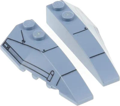Produktbild von 2x Lego Keil Stein 6x2x1 sand blau Flügel rechts links SW 41748pb003 41747pb003