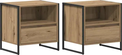 Produktbild von Nachttisch 2 pcs Kunsthandwerk Eiche 50 x 39,5 x 50 cm