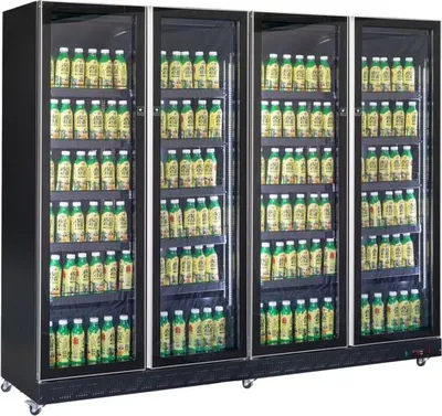 Immagine prodotto di Frigorifero commerciale COMBISTEEL con 4 porte in vetro – 1608 L, raffreddamento ventilato, nero
