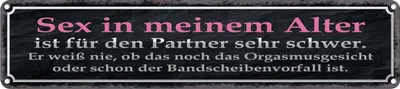 Produktbild von vianmo Blechschild 10x46 cm Sex im meinem Alter ist schwer Spruch Zitat