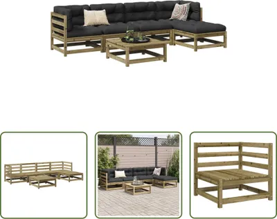 Produktbild von The Living Store 6-tlg. Garten-Sofagarnitur Kiefernholz Imprägniert