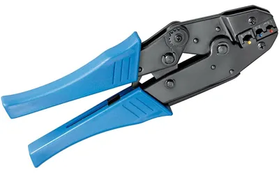 Zdjęcie produktu dla Zaciskarka do końcówek tulejkowych - Izolowane końcówki kablowe - 0,25 - 6 mm² - Niebieski - Z funkcją grzechotki