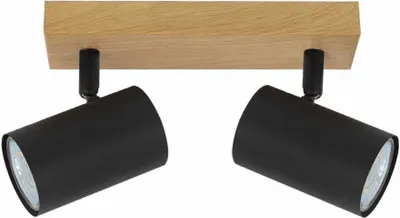 Zdjęcie produktu dla Lampa sufitowa Quentin jasne drewno-czarna 2xGU10x15W metal wym:12x26x6cm IP20 Reality