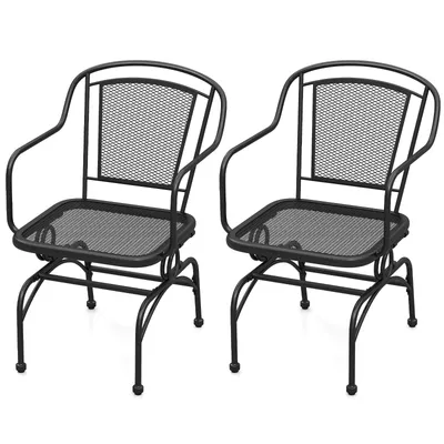 Produktbild von GOPLUS Gartenstuhl 2er Set, Schaukelstühle mit bequemer Schüttelfunktion, Bistrostuhl aus Metall, Terassenstuhl , Schwarz