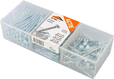 Immagine prodotto di Assortimento di chiodi in scatola zincati a testa svasata - 3 pezzi