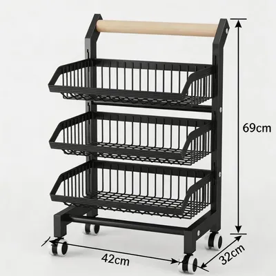 Image de Rangement de cuisine - Système d'étagères coulissantes pour placard - Télescopique 31–49 cm - 3 niveaux - Acier - Organisateur pour placard de cuisine - Noir