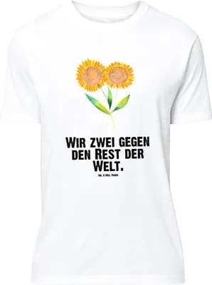 Produktbild von Mr. & Mrs. Panda T-Shirt Blume Sonnenblume - Weiß - Geschenk, Zusammen, Freundin, mit Spruch, Lustiges, Garten, Best Friends, Oversize, Tshirt, Shirt, Sonnenblumen