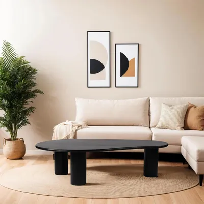Image de ZitaHome Table basse organique - 160 cm - Noir - Bois de manguier