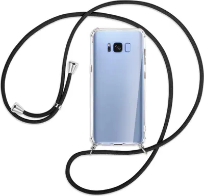 Produktbild von Handykette Backcover-Schutzhülle mit Band (Metall silberfarben) für Samsung Galaxy S8 - schwarz