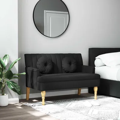 Obrázek produktu pro Lavice s polštáři 113 x 64,5 x 75,5 cm textil Černá