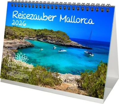 Produktbild von Reisezauber Mallorca DIN A5 Tischkalender für 2026 Palma Urlaub Mediterran Spanien - Seelenzauber