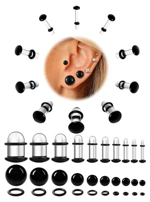 Obrázok produktu pre Ohrtúžky z krištáľového skla, 10/12 párov, 1,6–12 mm, hypoalergénne, vhodné na piercing uší