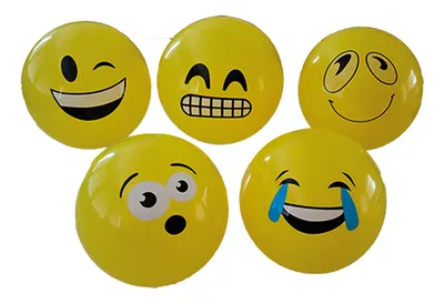 Produktbild von Smiley Bälle, Lachgesicht, Fußball, mit Nadelventil,  Gummiball