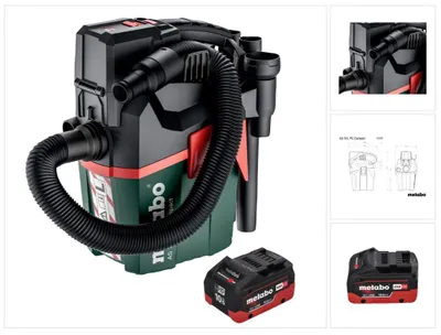 Produktbild von Metabo AS 18 L PC Compact Akku Sauger 18 V 6 l IPX4 Staubklasse L Nass und Trocken + 1x Akku 10,0 Ah - ohne Ladegerät