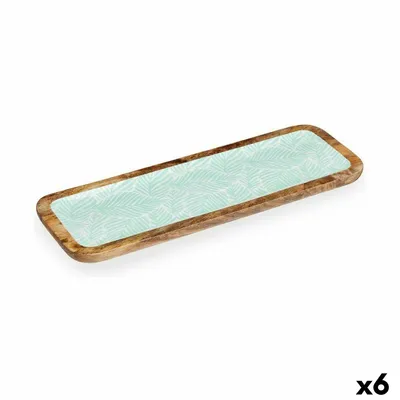 Produktbild von Tischdekoration 45 x 15 cm Pflanzenblatt Weiß Braun grün Harz Mango-Holz (6 Stück)