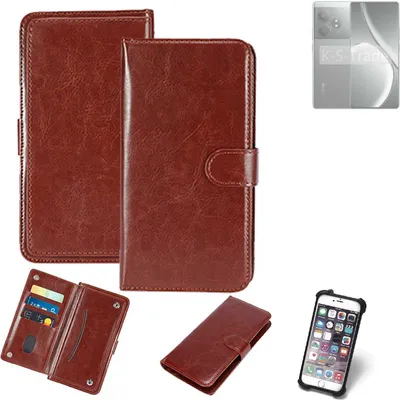 Produktbild von K-S-Trade 360° Hülle kompatibel mit Realme GT 6T braun Kunstleder Case BookCase WalletCase Kunstlederederhülle Handyhülle, Rundumschutz Bumper