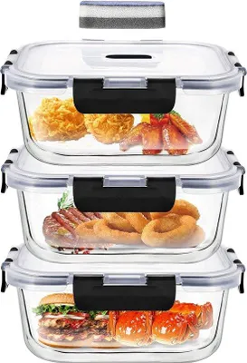 Produktbild von Glasfuttergläser - Futtergläser - Glas - Mit Deckel - Nachtschalen - Futterbehälter - Verschließbare Glasbehälter - Futterbehälter für Overnight Oats