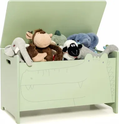 Produktbild von Spielzeugkiste aus Holz, 60x33x37,5cm, Sitzbank für Kinder, Spielzeugtruhe mit Stauraum und Deckel, Kindertruhe, Aufbewahrungsbox für Kinderzimmer