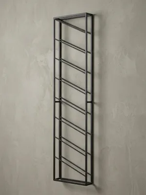 Produktbild von Weinregal "Stilvin": Wandmontage, 8 Flaschen, pulverbeschichtetes Eisen, handgefertigt, 15 kg Belastbarkeit. Schwarz, 36x8x150 cm | Kadima Design