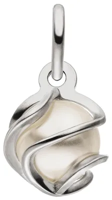 Produktbild von Anhänger aus 925 Silber rhodiniert mit synthetischer Perle weiß
