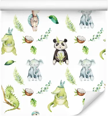 Produktbild von 10m VLIES TAPETE Rolle Kinderzimmer Tiere Natur Pflanzen Blätter XXL