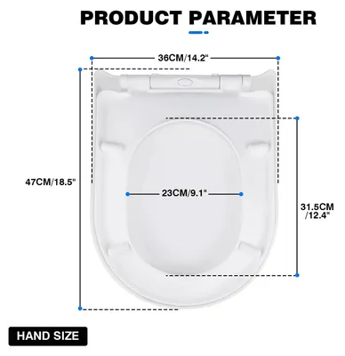 Immagine prodotto di Sedile WC - Forma a D - Chiusura ammortizzata - Sgancio rapido - Antibatterico - Portata fino a 170 kg - Bianco