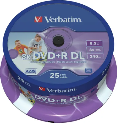 Produktbild von 1x25 Verbatim DVD+R Double Layer 8x Speed, printable, 8,5GB