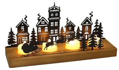 Kerzenhalter für Weihnachten, dekorativ, schwarz, 28x8x14,5 cm