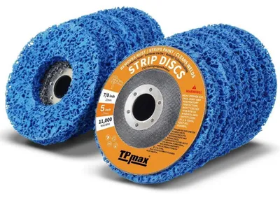 Productafbeelding van Schijfschuurbladen, 10 stuks, blauw, 12,7 cm, voor haakslijpmachines, met 2,2 cm spindel