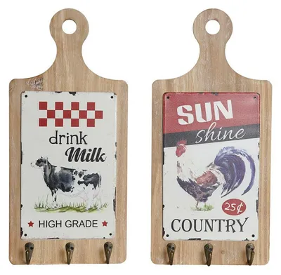 Productafbeelding van Hattenspiegel DKD Home Decor, hout en metaal (2 stuks) (21 x 5 x 45 cm)
