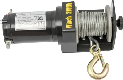 Image de Treuil électrique - Palan 12 V - Puissance 0,4 kW - Vitesse 4 m/min - Force de traction 900 kg - Capacité de levage 200 kg - IP67 -manuelle - Noir