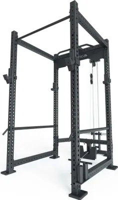 Produktbild von ATLETICA R8-Blaster Power Rack | Full Rack mit Latzug, 4 J-Hooks, Pull-Up Bar, Safeties, Logo Plate, Bar Holder | 226 cm Höhe | 123x211 cm Grundfläche