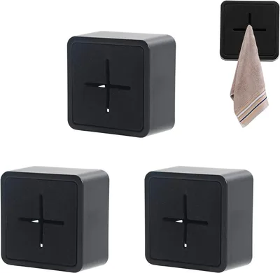 Imagen del producto de 3 ganchos adhesivos para toallas, para baño (negro), 4,7 x 4,7 x 2,5 cm