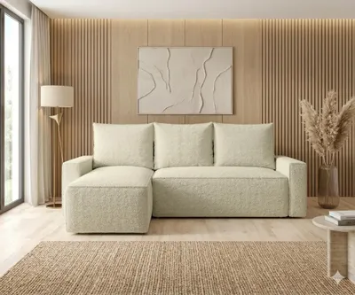 Produktbild von CORNERO Ecksofa mit Schlaffunktion HAVANA in L-Form Sofa mit Schlaffunktion und Bettkasten EckcouchEcksofa L-Form Hellbraun Ottomane links