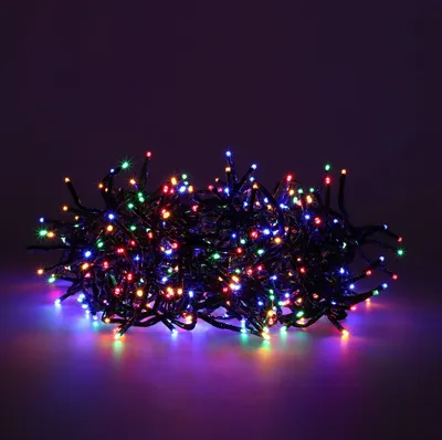 Produktbild von LED Büschellichterkette Bunt RGBY von - ca. 5m Länge, 500LEDs, 3m Zuleitung (Cluster-Lichterkette, Stimmungsbeleuchtung spritzwassergeschützt, für innen und außen, Weihnachten, Feier, Wohnzimmer, Garten, Terasse)