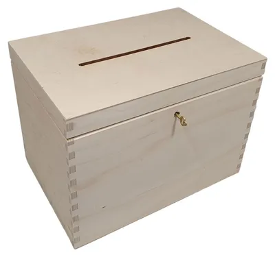 Produktbild von Playwood Holz Briefumschlagbox Aufbewahrungsbox Kiefer mit Schlitz 29x22x20 cm