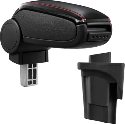 Produktbild von Armlehne Mittelarmlehne Leder Bezug Schwarz Rot für Seat Leon II 1P 2005-2012