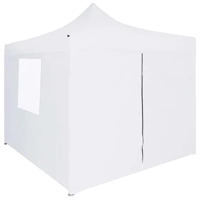 Productafbeelding van vidaXL Professionele partytent, inklapbaar, met 4 zijwanden, 3x3 meter, staal, wit