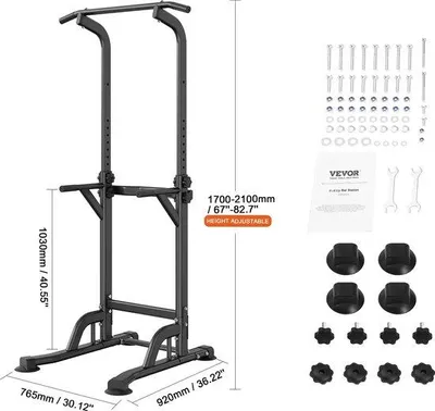 Productafbeelding van Famanu Klimrek - In hoogte verstelbaar - Fitnessapparaat voor thuisgebruik - Krachttrainingstation - Draagvermogen tot 150 kg