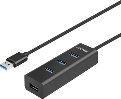 Produktbild von UNITEK Y-3089V01 Schnittstellen-Hub USB 3.2 Gen 1 (3.1 Gen 1) Type-A 5000 Mbit/s Schwarz