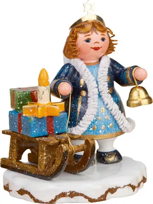 Produktbild von Winterkinder Himmelskind "Kling Glöckchen" mit Geschenkeschlitten (6cm) von Hubrig Volkskunst