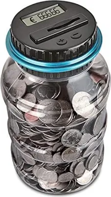 Produktbild von Digitale Sparschwein-Zähler Automatische Münzzählglas Spardose Geld sparen Box Münze Spartopf Container (1,8 Liter)