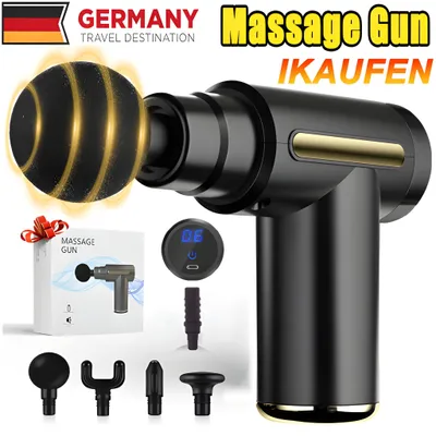 Produktbild von Mini-Massagepistole, Muskelmassagegerät, tragbar, 35 dB,Extrem leise mit 6 Geschwindigkeiten, 5 Massageaufsätzen, USB-C-Ladeanschluss, Massagepistole