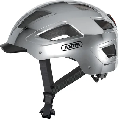 Produktbild von ABUS Stadthelm Hyban 2.0 - Fahrradhelm mit Rücklicht, ABS-Hartschale, guter Passform - für Damen und Herren - Chrome Silver, Größe M (52-58 cm)