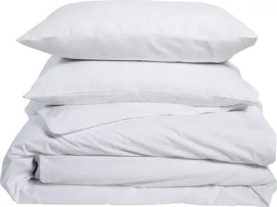 Image de Bleu Calin Parure de lit 2 personnes Percale 220x240 + 2 taies 65x65cm Blanc